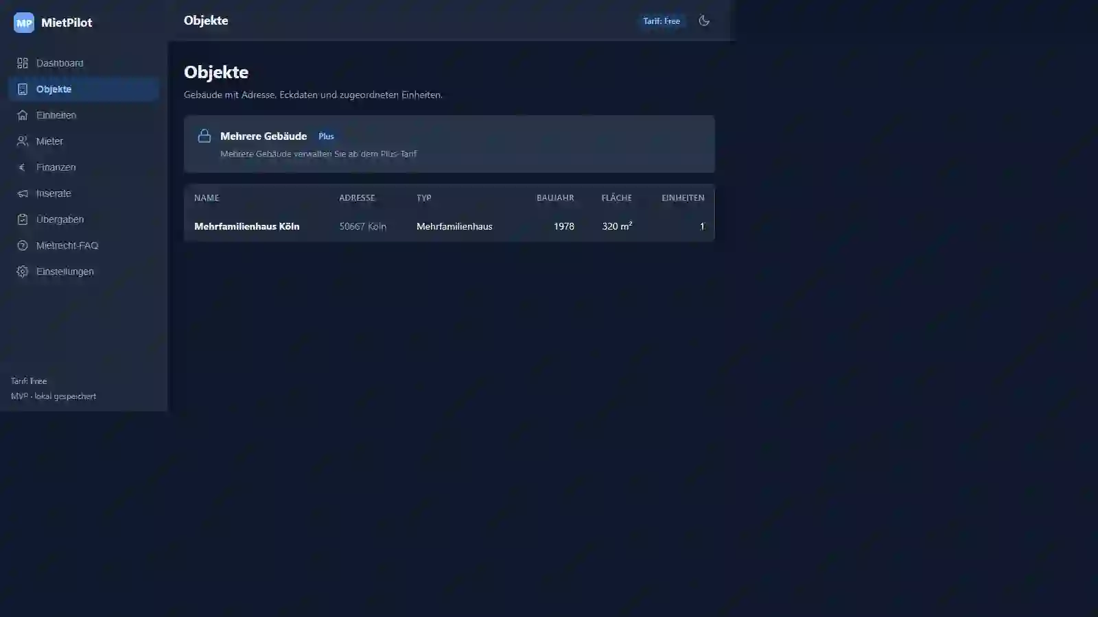 MietPilot — Objekte Verwaltung